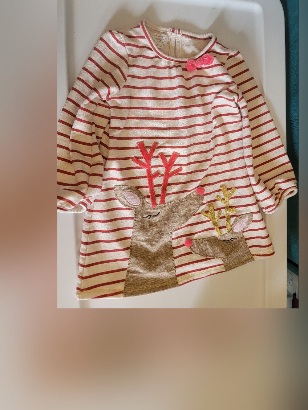 Mudpie Reindeer Applique Dress 3T